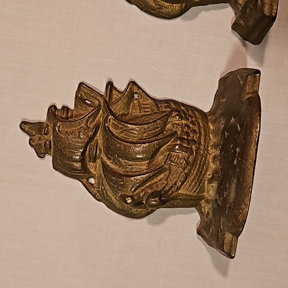Vintage Cast Iron Bronze Plated Spanish Galleon Sailing Ship Bookends #584 - Picture 12 of 13